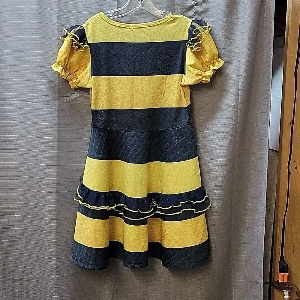 Cute Bumblebee/butterfly costume dress‎ (8-10) with butterfly headband & bear